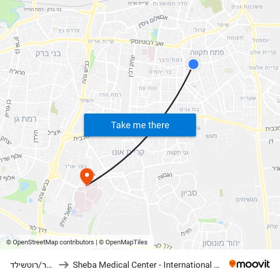 פרנקפורטר/רוטשילד to Sheba Medical Center - International Medical Tourism Division map