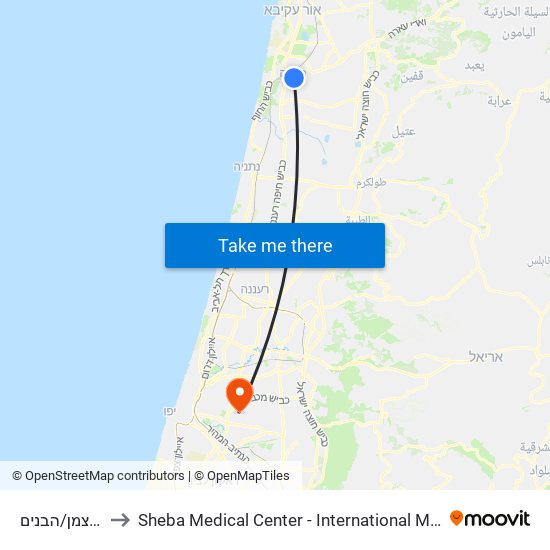 הנשיא וייצמן/הבנים to Sheba Medical Center - International Medical Tourism Division map