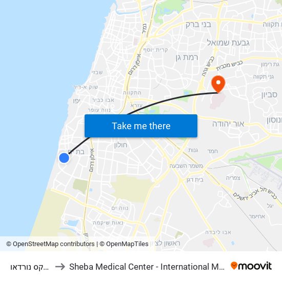 בלפור/מקס נורדאו to Sheba Medical Center - International Medical Tourism Division map