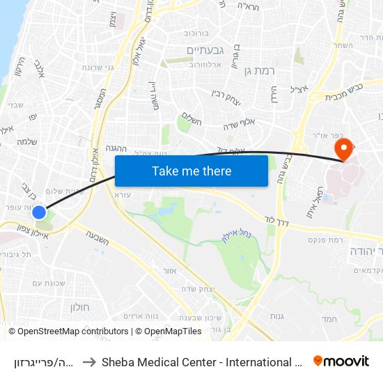 בניין פנורמה/פרייגרזון to Sheba Medical Center - International Medical Tourism Division map
