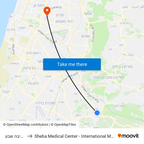 צומת חטיבה שבע to Sheba Medical Center - International Medical Tourism Division map
