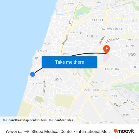 בלפור/רוטשילד to Sheba Medical Center - International Medical Tourism Division map