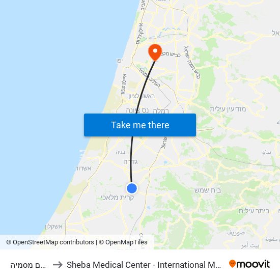 צומת ראם מסמיה to Sheba Medical Center - International Medical Tourism Division map