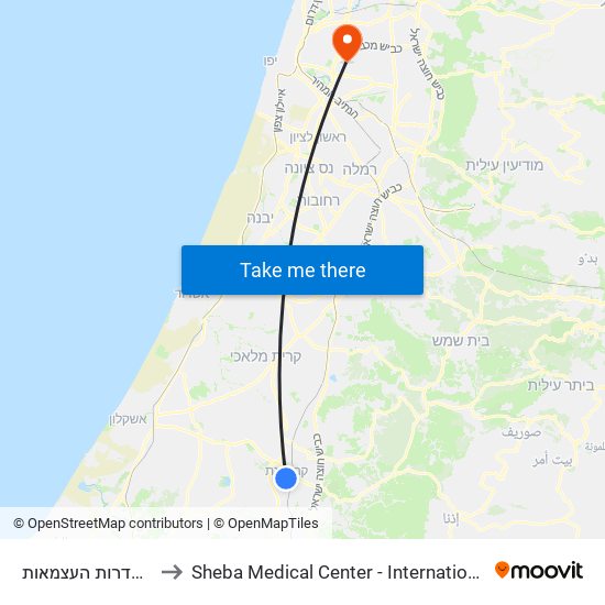 תחנה מרכזית/שדרות העצמאות to Sheba Medical Center - International Medical Tourism Division map