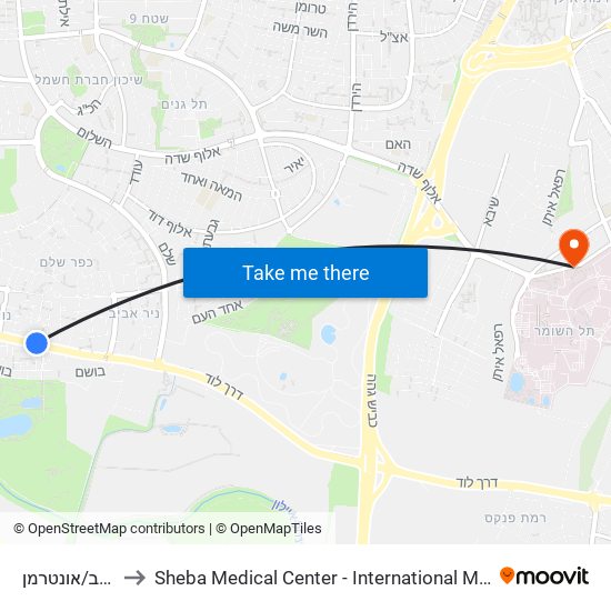 דרך בר לב/אונטרמן to Sheba Medical Center - International Medical Tourism Division map