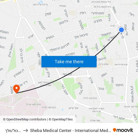 לוי אשכול/וולך to Sheba Medical Center - International Medical Tourism Division map