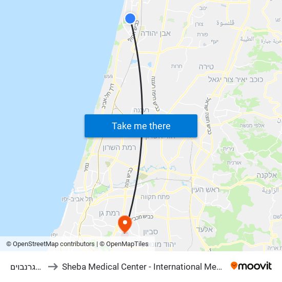 בן צבי/גרנבוים to Sheba Medical Center - International Medical Tourism Division map