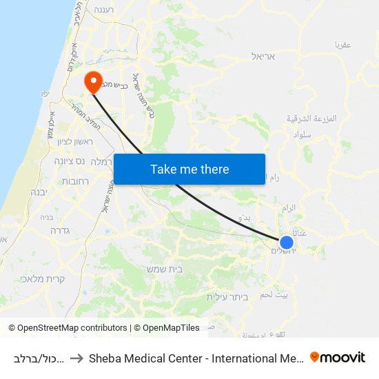 שד' אשכול/ברלב to Sheba Medical Center - International Medical Tourism Division map