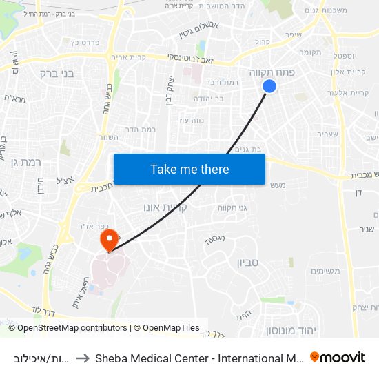 ההסתדרות/איכילוב to Sheba Medical Center - International Medical Tourism Division map
