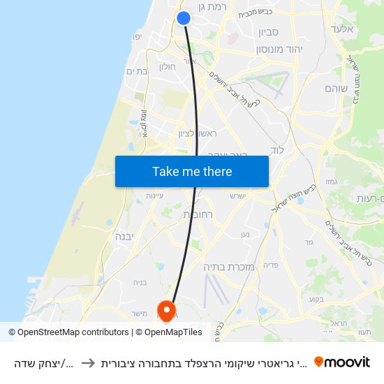 ביה''ס ניב/יצחק שדה to איך מגיעים למרכז הרפואי גריאטרי שיקומי הרצפלד בתחבורה ציבורית? map