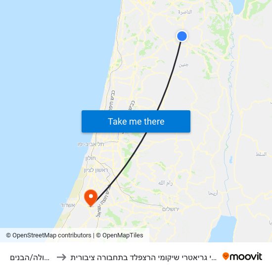 עיריית עפולה/הבנים to איך מגיעים למרכז הרפואי גריאטרי שיקומי הרצפלד בתחבורה ציבורית? map