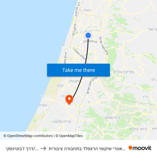 ת.רק''ל דנקנר/דרך ז'בוטינסקי to איך מגיעים למרכז הרפואי גריאטרי שיקומי הרצפלד בתחבורה ציבורית? map