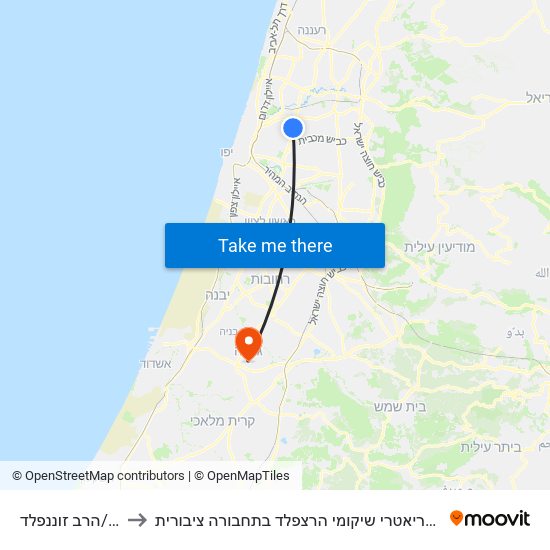 הרב כהנמן/הרב זוננפלד to איך מגיעים למרכז הרפואי גריאטרי שיקומי הרצפלד בתחבורה ציבורית? map