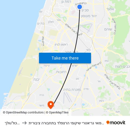 לוי אשכול/וולך to איך מגיעים למרכז הרפואי גריאטרי שיקומי הרצפלד בתחבורה ציבורית? map