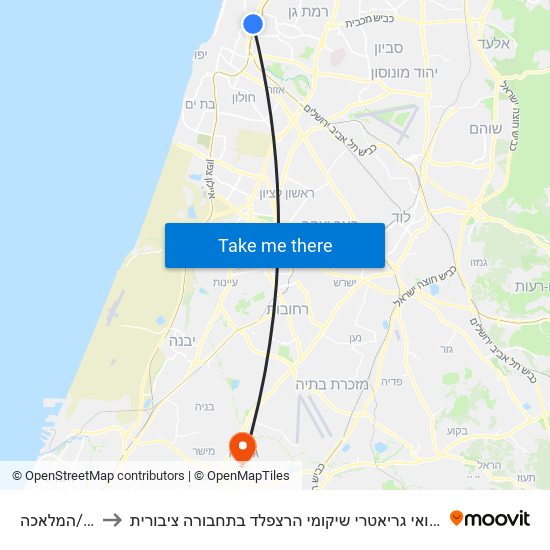 המסגר/המלאכה to איך מגיעים למרכז הרפואי גריאטרי שיקומי הרצפלד בתחבורה ציבורית? map