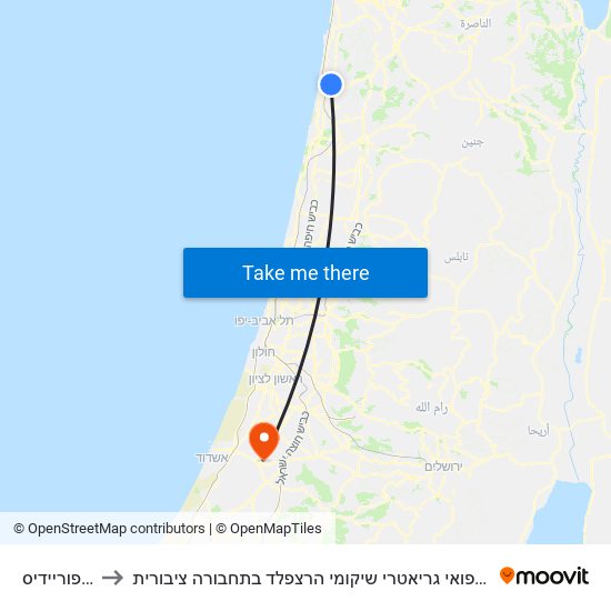 צומת פוריידיס to איך מגיעים למרכז הרפואי גריאטרי שיקומי הרצפלד בתחבורה ציבורית? map