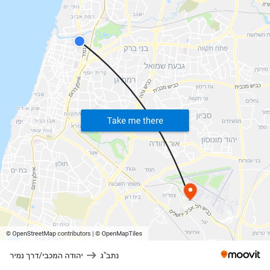 יהודה המכבי/דרך נמיר to נתב"ג map