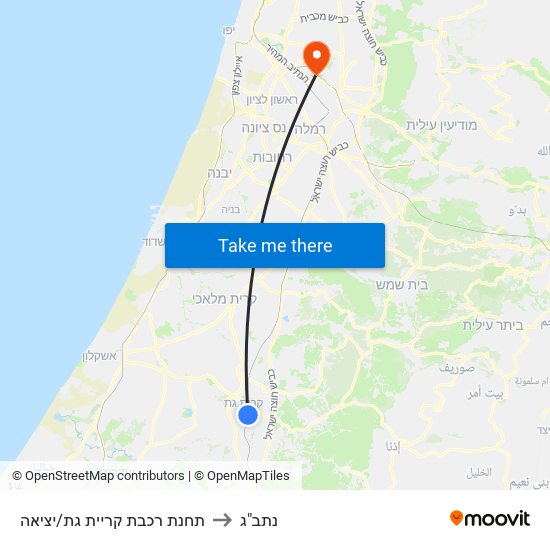 תחנת רכבת קריית גת/יציאה to נתב"ג map