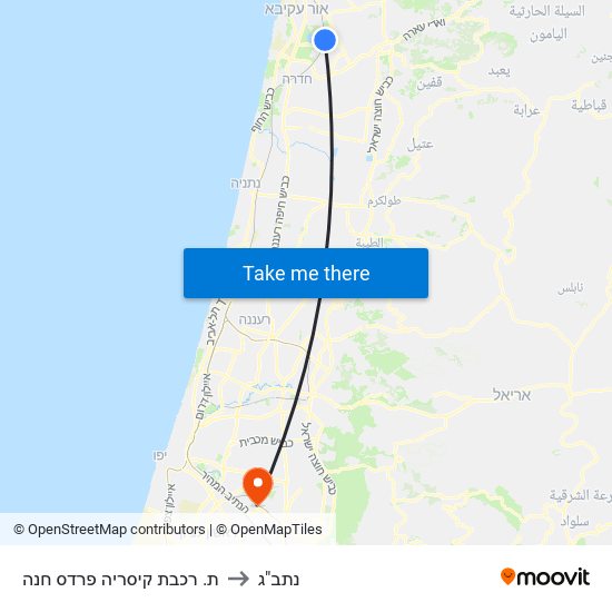 ת. רכבת קיסריה פרדס חנה to נתב"ג map