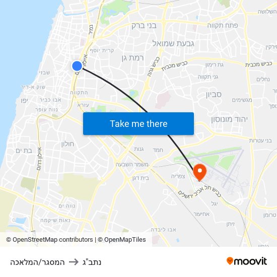 המסגר/המלאכה to נתב"ג map