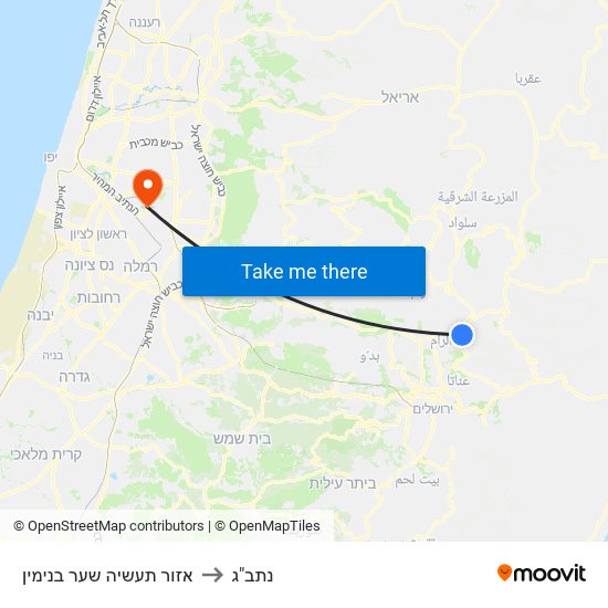 אזור תעשיה שער בנימין to נתב"ג map