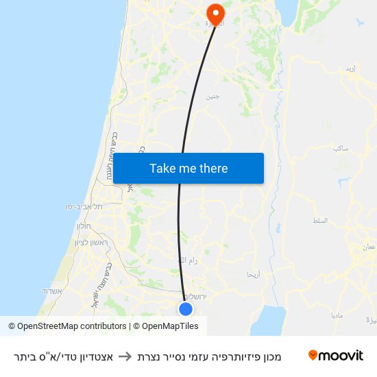 אצטדיון טדי/א''ס ביתר to מכון פיזיותרפיה עזמי נסייר נצרת map