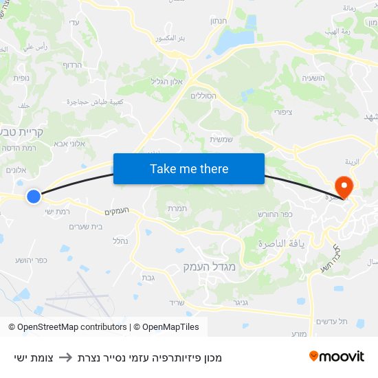 צומת ישי to מכון פיזיותרפיה עזמי נסייר נצרת map