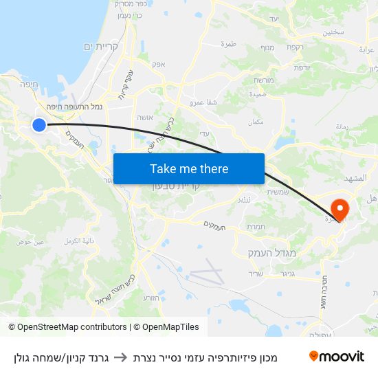 גרנד קניון/שמחה גולן to מכון פיזיותרפיה עזמי נסייר נצרת map