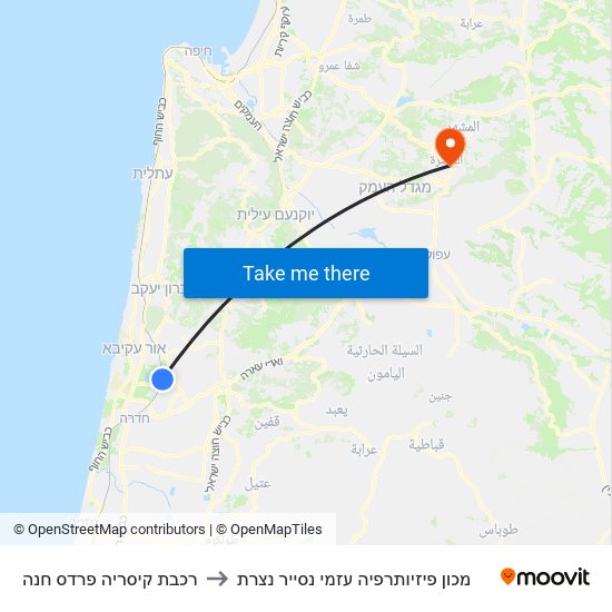 רכבת קיסריה פרדס חנה to מכון פיזיותרפיה עזמי נסייר נצרת map