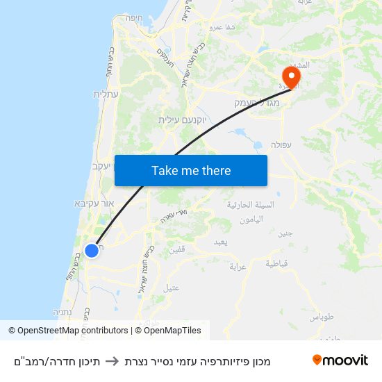 תיכון חדרה/רמב''ם to מכון פיזיותרפיה עזמי נסייר נצרת map