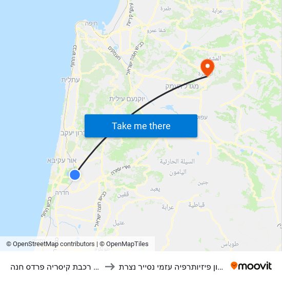 ת. רכבת קיסריה פרדס חנה to מכון פיזיותרפיה עזמי נסייר נצרת map