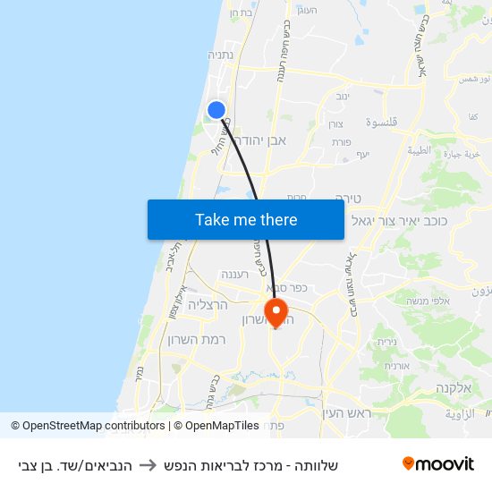 הנביאים/שד. בן צבי to שלוותה - מרכז לבריאות הנפש map