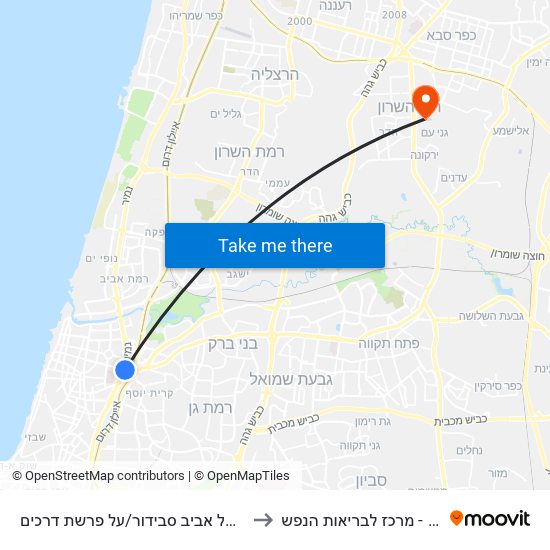 ת. רכבת תל אביב סבידור/על פרשת דרכים to שלוותה - מרכז לבריאות הנפש map