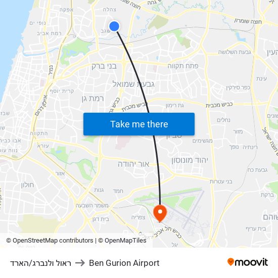 ראול ולנברג/הארד to Ben Gurion Airport map