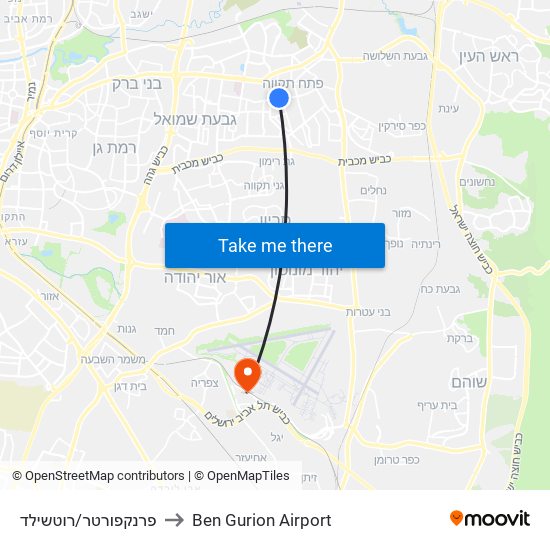 פרנקפורטר/רוטשילד to Ben Gurion Airport map