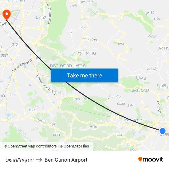 יחזקאל/הושע to Ben Gurion Airport map