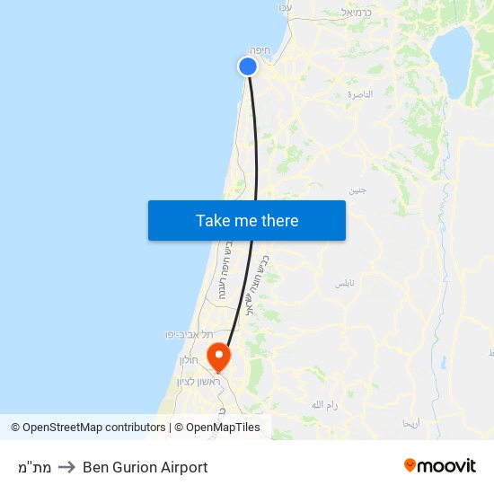 מת''מ to Ben Gurion Airport map