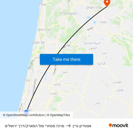 מרכז מסחרי מול הפארק/דרך ירושלים to אצטדיון גרין map