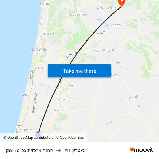 תחנה מרכזית כפ''ס/ויצמן to אצטדיון גרין map