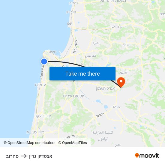 סחרוב to אצטדיון גרין map