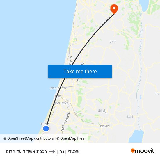 רכבת אשדוד עד הלום to אצטדיון גרין map