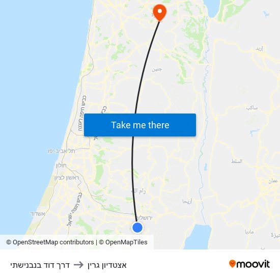 דרך דוד בנבנישתי to אצטדיון גרין map