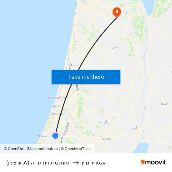 תחנה מרכזית גדרה (לכיוון צפון) to אצטדיון גרין map