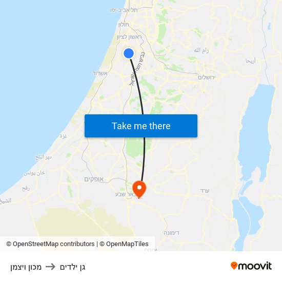 מכון ויצמן to גן ילדים map