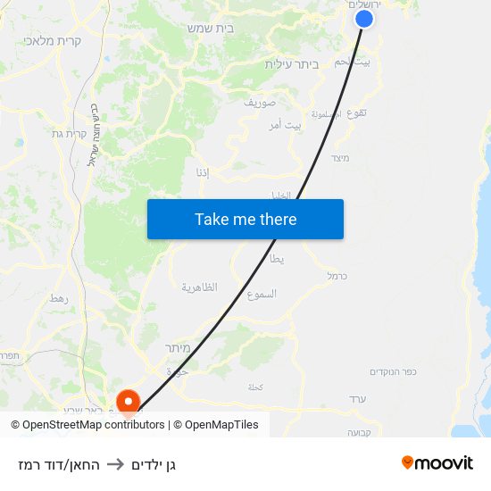 החאן/דוד רמז to גן ילדים map