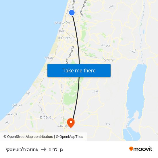 אחוזה/ז'בוטינסקי to גן ילדים map