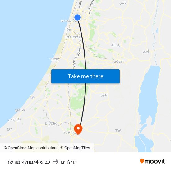 כביש 4/מחלף מורשה to גן ילדים map