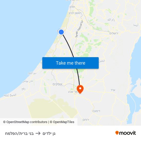 בני ברית/הפלמח to גן ילדים map