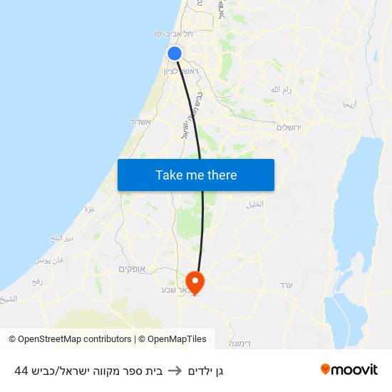 בית ספר מקווה ישראל/כביש 44 to גן ילדים map