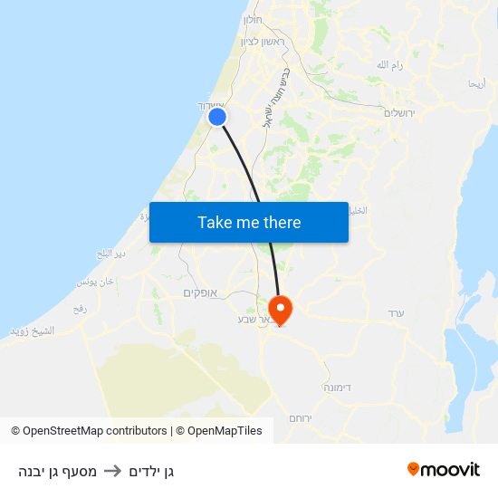 מסעף גן יבנה to גן ילדים map